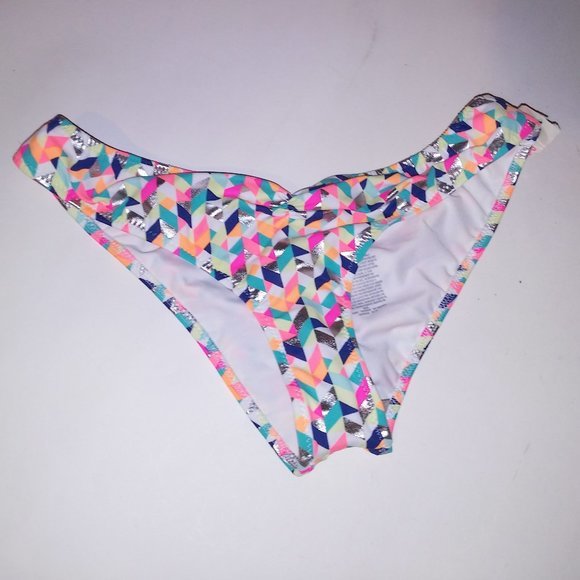 Victoria Secret PINK Swim Bikini Bottom XS Colorful Geo‎ Scrunch Butt Color Code - Picture 1 of 13